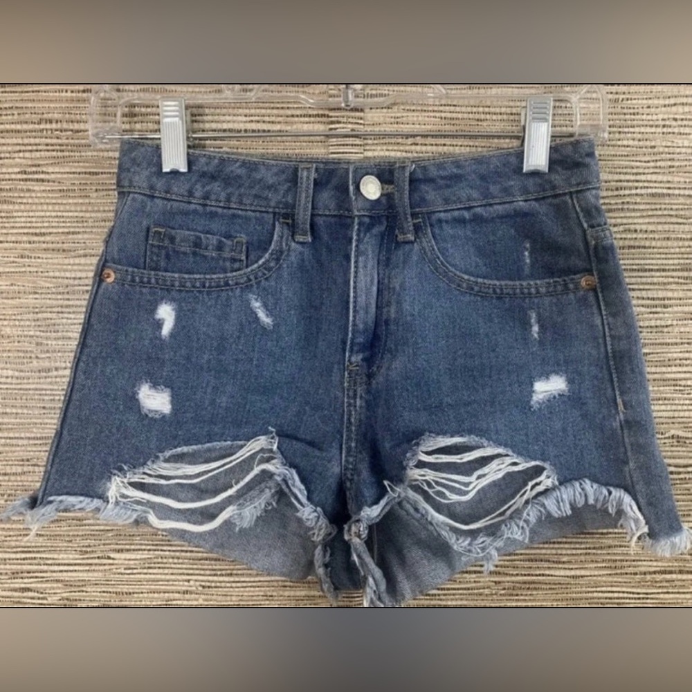 Tally Weijl Jean Shorts Cut-Off Women’s US Size 2 Distressed Fringe Raw Hem